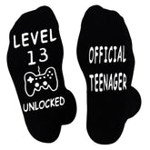Level 13 Unlocked Socks Novelty Gamer Socks Funny Christmas Brithday Gifts for 13 Year Old Boys 18 Male Teenager Son Him